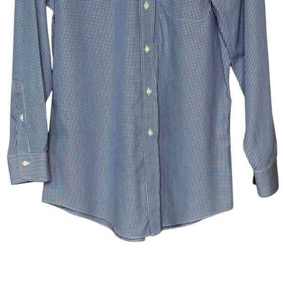 Brooks Brothers blue and white checkered long sleeve button up shirt size 15 1/2 - Picture 5 of 9